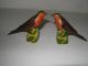 A Very Early Pair Of Pa Carved And Polychromed Birds Carved Figures photo 3