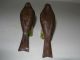 A Very Early Pair Of Pa Carved And Polychromed Birds Carved Figures photo 8