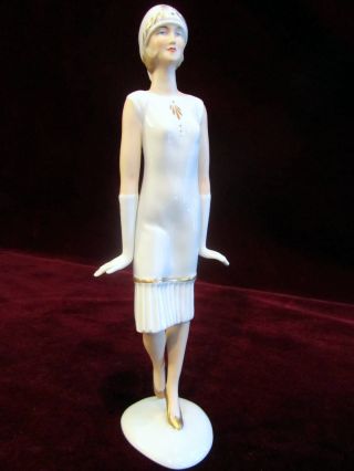 Rare Model Wallendorf Porcelain Figurine Art Deco Style Lady,  Germany photo