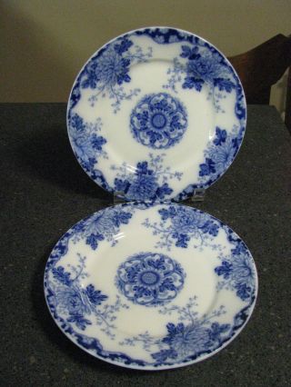 2 Glasgow China,  Trenton Nj Blue & White Luncheon Plates photo