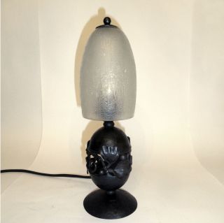 Edgar Brandt Art Deco Table Lamp Ginkgo Leaves photo