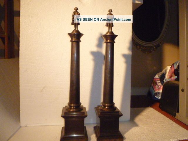 Pair Of Grand Tour Brass Napoleon Topped Columns Metalware photo