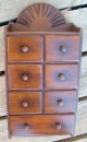 Antique Wooden Wall Hanging Kitchen 7 Drawer Spice Box Wood Boxes photo 8