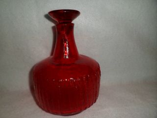 Vintage Handblown Red Glass Decanter With Stopper. . . . photo