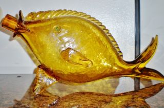 Vintage Fish Amber Crackle Glass Large photo