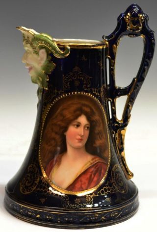 Rare Antique Royal Vienna Austria Portrait Porcelain Pitcher/vase Art Nouveau photo