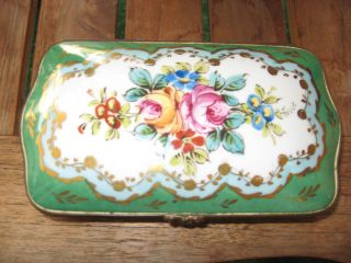 Antique French Porcelain Hand Painted Jewlery Box photo