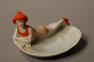 Bathing Beauty Clam Shell Ring Dish Germany Lusterware Lustreware 1930 ' S photo