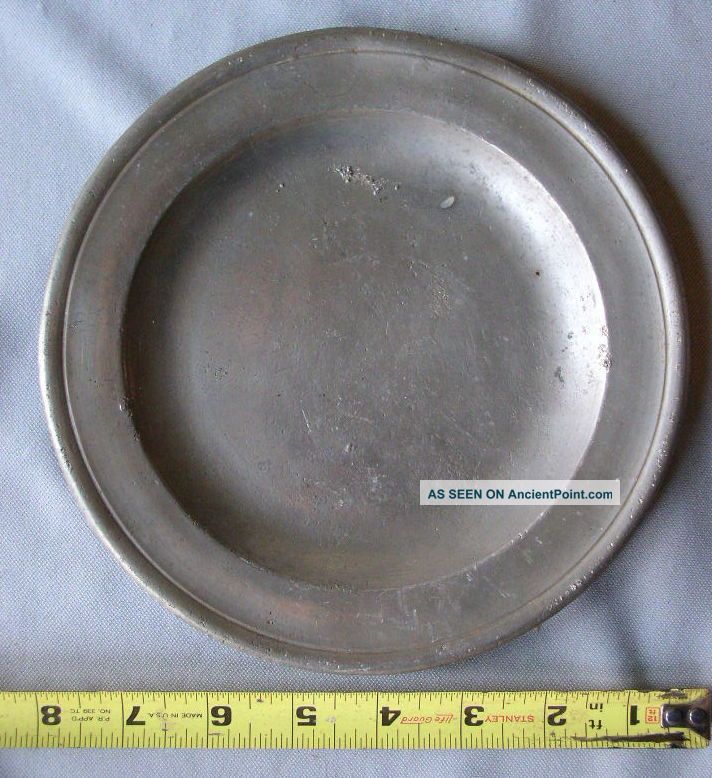 Antique Pewter Plate 18th C English Touch Marked Rolled Rim Nr Metalware photo