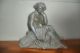 Antique Late 19thc Victorian Spelter Mandolin Playing Woman Clock Topper Statue Metalware photo 1