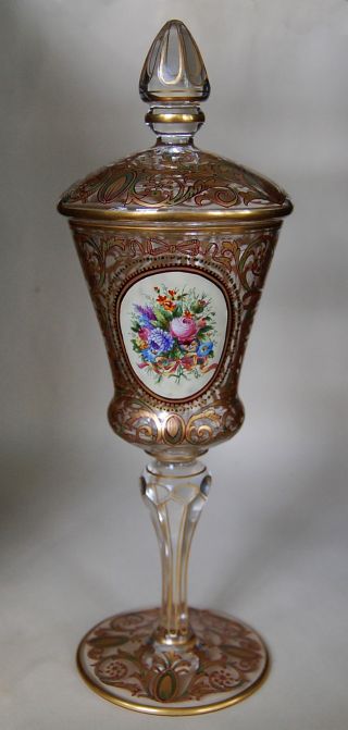 A Late 19th Century Bohemian Lidded Goblet Pokal,  Gilded And Enameled photo
