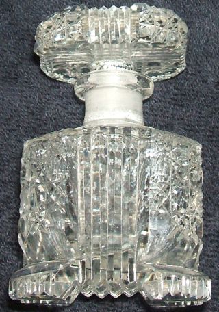 Brilliantly Cut Czechoslovakia Antique Crystal Perfume Bottle Unusual Dauber photo