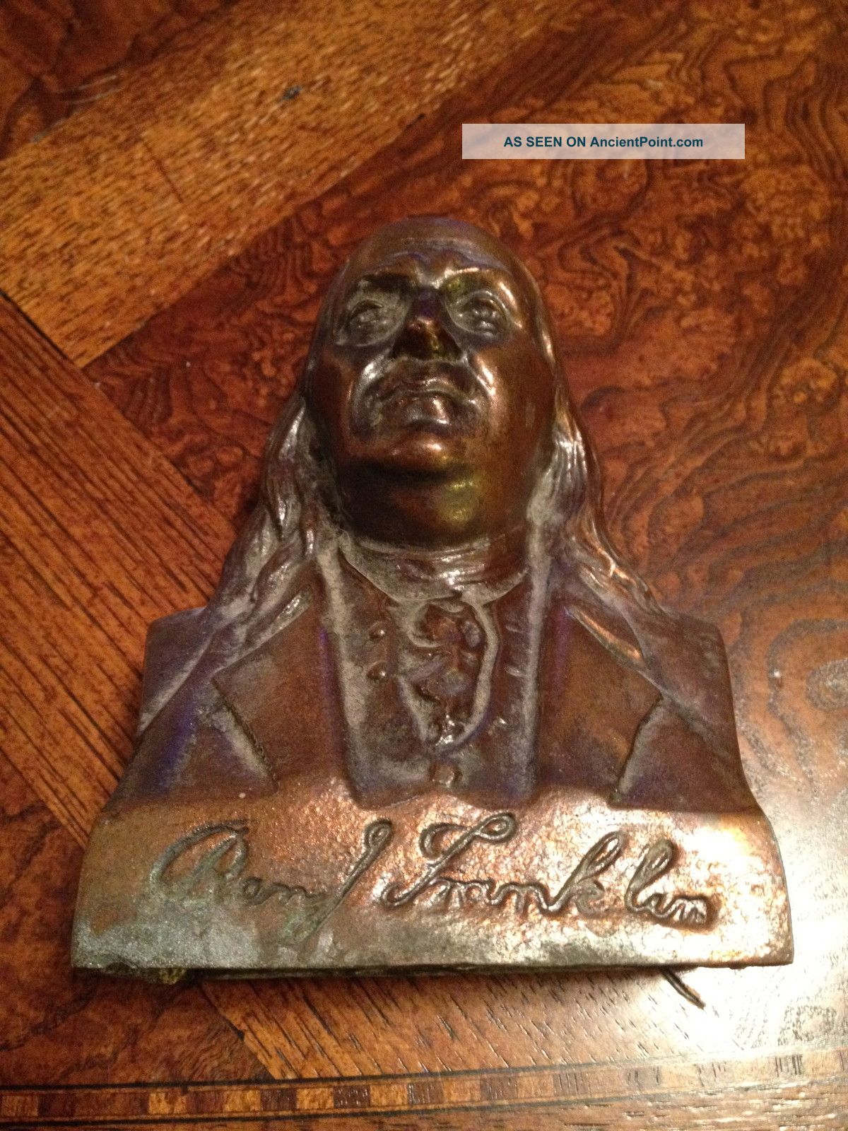 Ben J Franklin Bronze Bank Statue - Art President Political - Metalware photo