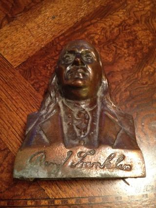 Ben J Franklin Bronze Bank Statue - Art President Political - photo