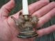 Antique German Bronze Miniature Cat Candlestick Fine Detail Metalware photo 2