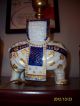 Mangani Elephant Small Table Lamp Vintage Ivory With Blue And Gold Trim Lamps photo 2