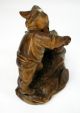 Antique Black Forest Hand Carved Wood Sculpture - Gnome Digging Rock Crystal 19thc Carved Figures photo 4