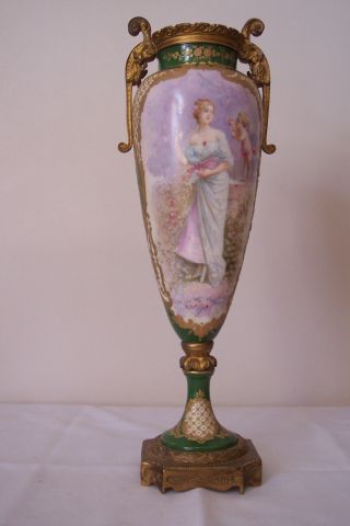 Antique French Sevres Urn/vase Signed By Artist photo