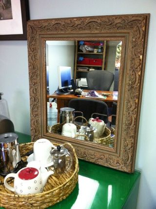 Antique/vintage Ornate Coppery - Bronze Framed Beveled Mirror 23 1/4 