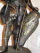 Antique 19thc Large Bronzed Spelter Statue Of A Warrior Metalware photo 2