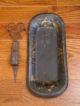 Antique Kerosene Oil Lamp Wick Trimmer Candle Snuffer With Tole Tin Tray Metalware photo 1