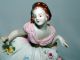Antique Dresden Style Dancer Pink Lace Porcelain Red Hair Flowers Figurines photo 9