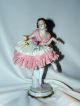 Antique Dresden Style Dancer Pink Lace Porcelain Red Hair Flowers Figurines photo 5