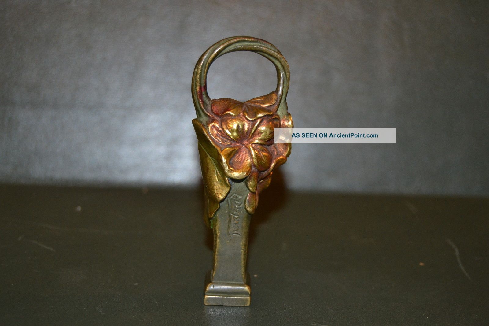 Art Nouveau Wax Seal In Bronze Signed I Dupont Metalware photo
