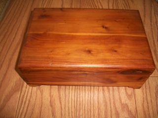 Vintage Large Cedar Wooden Box,  Trinket Box,  Letter Box photo
