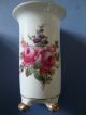 Antique Pair Of Vintage Vases With Gold Detail And Floral Bouquets - Germany Vases photo 1