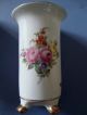 Antique Pair Of Vintage Vases With Gold Detail And Floral Bouquets - Germany Vases photo 3