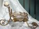 Antique - Golden - Metal - Crystal1900strinket Tray - White Rose - Leaves Design - Lovely Metalware photo 3