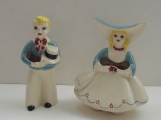 Vintage Goldammer Ceramics Boy & Dutch Girl Figurines Planters Holder photo