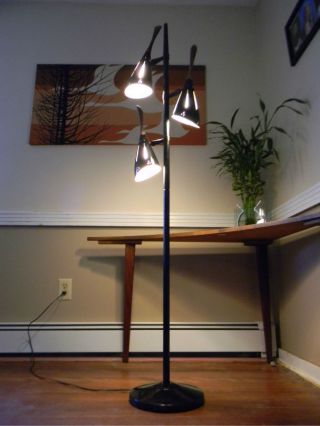 Vintage Mid - Century Danish Modern Metal Pole 3 - Way Floor Lamp photo