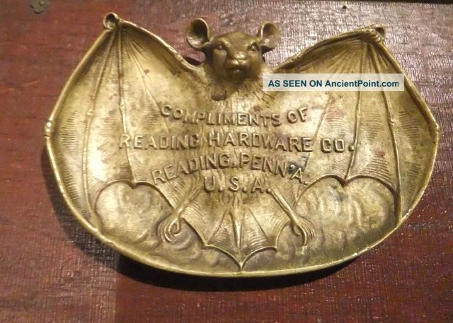 Rare Antique C.  1900 Bronze Bat Tray - Art Nouveau - Deco - Arts & Crafts - Jugendstil Metalware photo