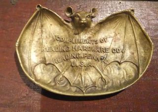 Rare Antique C.  1900 Bronze Bat Tray - Art Nouveau - Deco - Arts & Crafts - Jugendstil photo