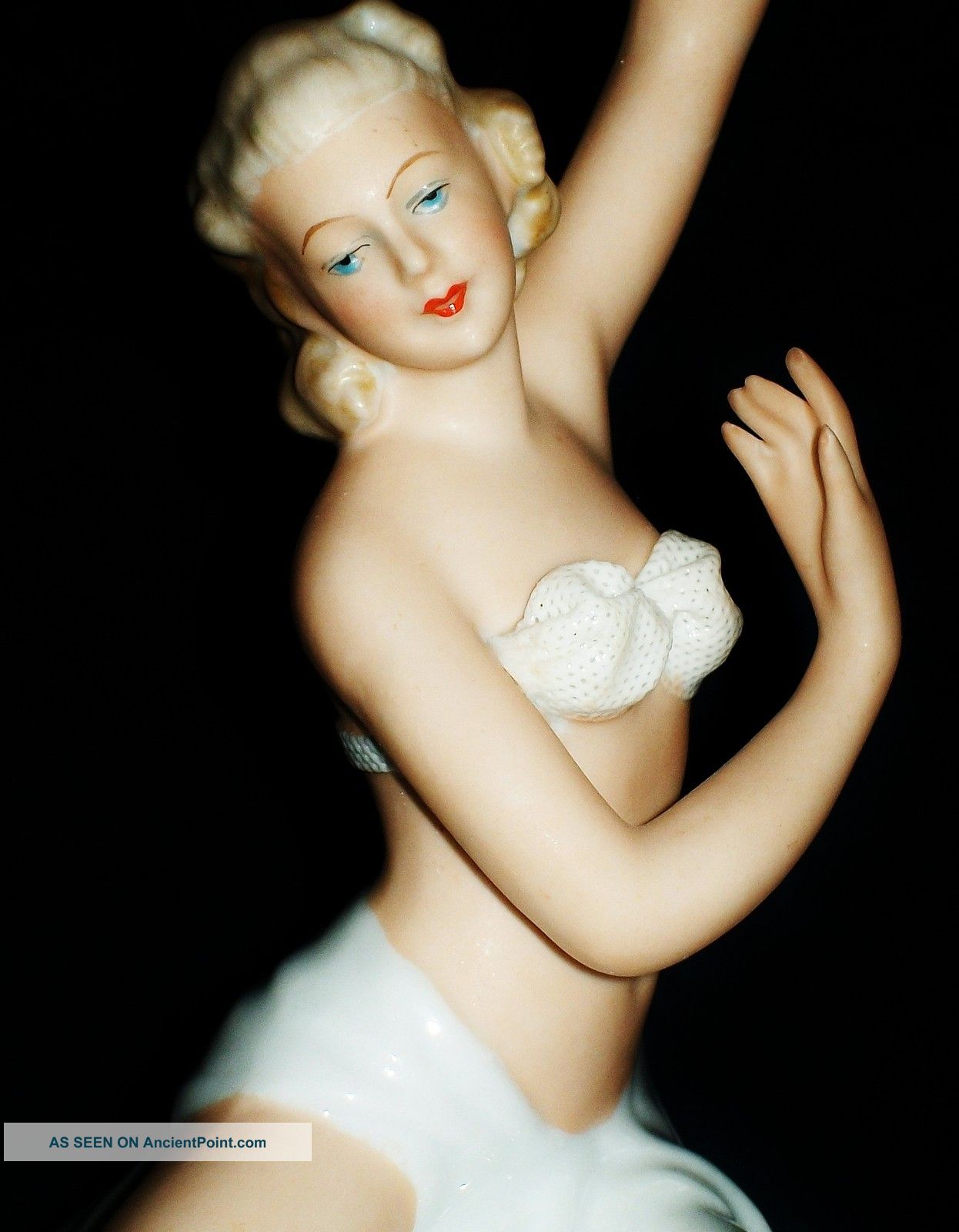 Antique German Dresden Art Deco Lady Exotic Dancer Porcelain Figurine Figure Figurines photo