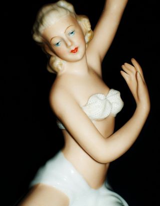 Antique German Dresden Art Deco Lady Exotic Dancer Porcelain Figurine Figure photo