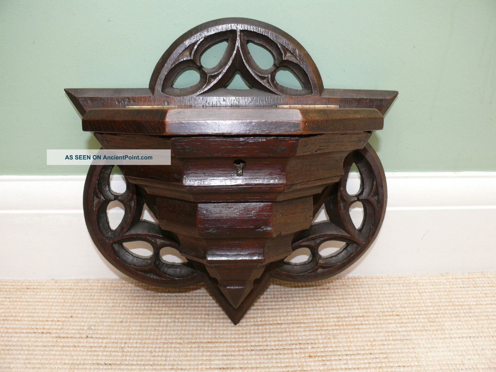 Fine Mid 19thc Gothic Oak Carved Church Collection Box Other photo