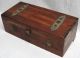 Antique Vintage Small Wooden Chest Box With Feet And Brass Latch Boxes photo 3