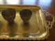 18 / 19th C.  Three Turkish Ottoman Coffee Cups And Tray,  Islamic Metalware photo 5