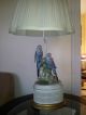 Vintage Retro Porcelain Blue Parakeet Bird Lamp - Lamps photo 2