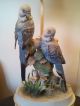 Vintage Retro Porcelain Blue Parakeet Bird Lamp - Lamps photo 3