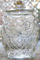 Vtg Wise Old Hooty Owl Glass Jar Large Potato Chips Cookies Canister Halloween Jars photo 1