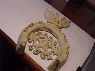 Vtg Early 1900s Good Luck Trivet Cast Iron Antique With Eagle Horse Shoe Star photo