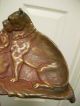 Antique Bronze Bulldog Boxer Art Sculpture Card Receiver Change Tray Dish Dog Metalware photo 3
