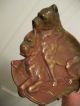 Antique Bronze Bulldog Boxer Art Sculpture Card Receiver Change Tray Dish Dog Metalware photo 4