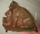 Antique Bronze Bulldog Boxer Art Sculpture Card Receiver Change Tray Dish Dog Metalware photo 6