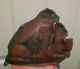 Antique Bronze Bulldog Boxer Art Sculpture Card Receiver Change Tray Dish Dog Metalware photo 7