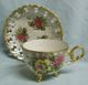 Classica Japan Opalescent Footed Tea Cup Saucer Roses Gold Trim Cups & Saucers photo 1